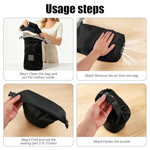 3Pcs Travel Laundry Bag Waterproof, Travel Compression Bags for Luggage Suitcase Dirty Clothes, Space-Saving Laundry Storage Bag for Swimming Yoga Gym Camping (Black) — view 3