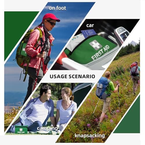 General Medi Mini First Aid Kit, 92 Pieces Small First Aid Kit - Includes Emergency Foil Blanket, Scissors for Travel, Home, Office, Vehicle, Camping, Workplace & Outdoor (Green) — view 5