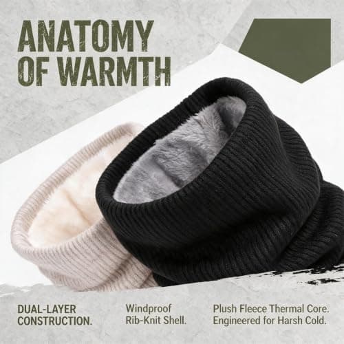 Snoods for Men and Women, Thermal Fleece Neck Warmer, Neck Gaiter, 2 Pack — view 2
