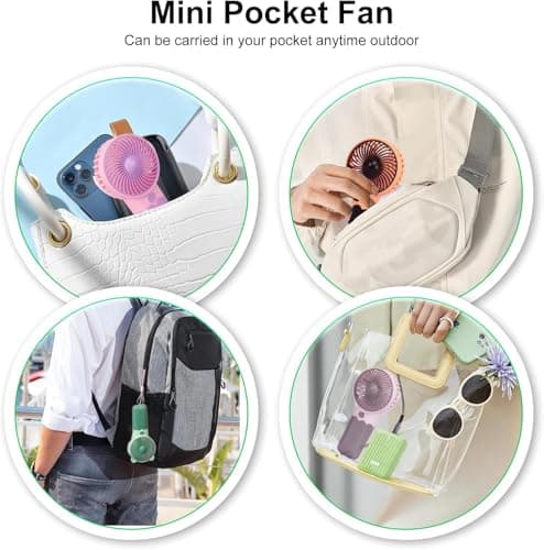 4 Pack Mini Portable Handheld Fan,Cute Handheld Fan Battery Operated, High Speed & Lightweight Small Portable Personal Cooling Fan for Travel,Beach, Camping, Eyelash Fan for Girl kids Women Men — view 5