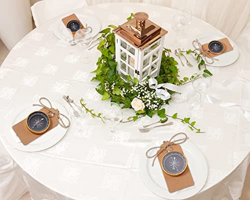 60 Pcs Compass Flashlight Wedding Favors Set Souvenir Present with Kraft Tags Tie and White Organza Bag Wedding Favors for Guests Birthday Wedding Nautical Travel Party (Compass) — view 6
