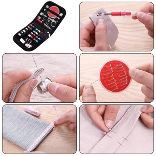 Kryzulax Travel Sewing Kit,Portable Mini Sewing Kit with Case,Needle & Thread,Scissors,Tape Measure,Buttons & Thimble,Hand Sewing Kit for Adults & Beginners,Emergency Clothing Repairs — view 5