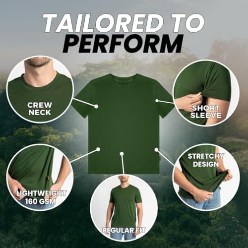 menique 100% Merino Shirt Mens Short Sleeve T Shirt, Lightweight Thermal Top Men, Base Layer, Wicking Breathable Undershirt Top, Crew Neck Tee for Outdoor Travel & Hiking, Dark Green, M — view 4