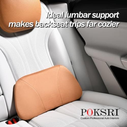 POKSRI Lumbar Support Pillow,Back Pain Relief Cushion,fits tightly around the waist,Memory Foam,Skin-friendly Suede Fabric,fit Car Drive,Office chair,Rest seat,Improve Posture,Portable,15.5''Lx 8.7''H — view 5