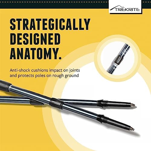 Trekrite Telescopic Walking Poles Set, Collapsible Hiking Poles, 3-Section Anti Shock Trekking Sticks for Men & Women - Adjustable Hiking Sticks with Accessories from a UK Based Company - Blue — view 4