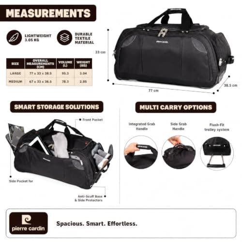 Lightweight Large 30" Holdall with Wheels - 95L Pierre Cardin Duffle Bag — view 4