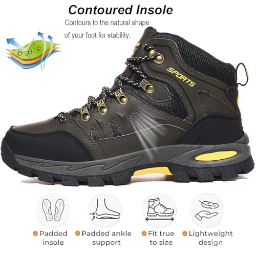 HODTOB Hiking Boots Mens Womens Lace-up Non-Slip Outdoor Men Women Mountain Trekking Shoes for All Season Walking Travelling Backpacking Camping Shoes Sneaker Green 9.5UK — view 4