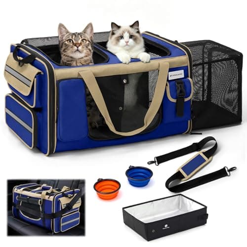 Odoland Expandable Extra Large Cat Carriers for 2 Cats with Litter Box