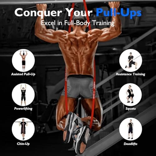 FitBeast Resistance Bands Set, 5 Levels Pull Up Bands for Powerlifting, Muscle Building, Home Gym Workout, Stretching, Stretch Bands with Door Anchor — view 3
