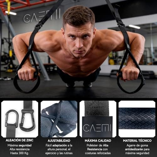 CAEMI Suspension training straps, set with adjustable anchor, fitness at home, suitable for travel and training indoors and outdoors, includes bracelets for more — view 2