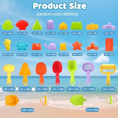 Beach Toys Set, 31pc Play Sand Toys for Toddlers, Collapsible Bucket and Spade Set ,Outdoor Fun Sand Tools for Kids, Girls Boys Summer Beach Games,Summer Outdoor Travel Toys for Kids Toddlers Girls — view 3