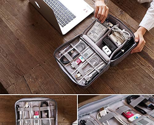 ACOPTON Electronic Organizer, Portable Travel Organizer Bag, Waterproof Electronics Accessories Storage Cases for iPad, Cables, Chargers, Hard Drive, Power Bank, Game Cards (Sky Blue) — view 4