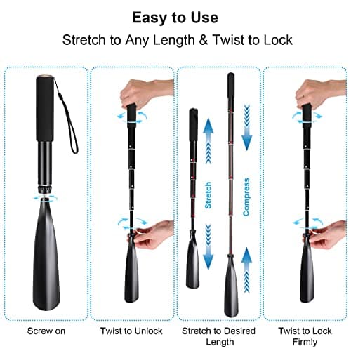 Mishell Shoe Horn Long Handled -Telescopic 41-97cm, Smooth Plastic Shoe Horn with Metal Handle, Extra Long Shoe Horn for Women, Long Shoe Horns for Men Long Handled, Long Handled Shoe Horn for Boots — view 6