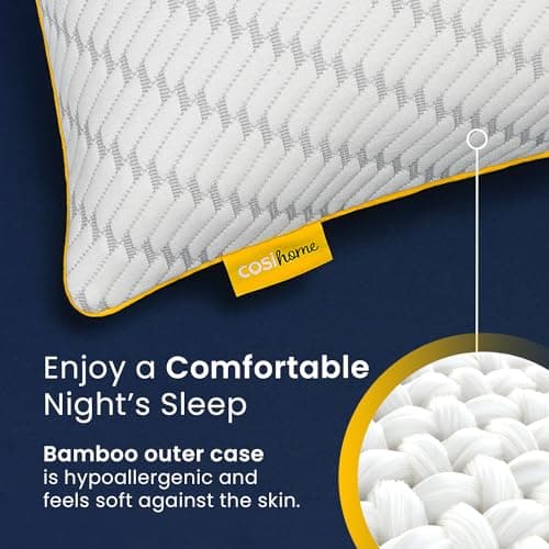 Cosi Home® Luxury Memory Foam Pillows 2 Pack with Bamboo Pillow Cover, Cooling Gel Filling & Adjustable Height - Breathable & Machine Washable for Side, Back & Front Sleepers (Size: 71 x 45cm) — view 6