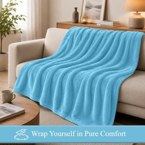 BedLooms Fleece Blanket Light Blue Single 130x150 cm, Throws for Sofas — view 4