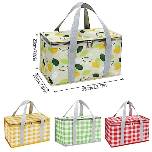 Insulated Picnic Bag, Soft Cool Bag, Reusable, Beach Bag, Cooler Bags, Outdoor Large Capacity Bento Tote, Leak-Proof Foldable Cooler Bag, Zip Top for Camping BBQ Shopping Fishing Family (Leaf) — view 2