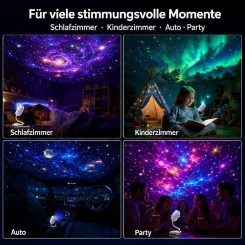 Galaxy Projector Night Light,2-in-1 5D HD Ceiling Star Projector,Plug and Play hd Star Smart Ceiling Projectors Lamp 360° Space Starry Sky USB Projection,for Bedroom,Living Room,Travel，24 Films — view 3