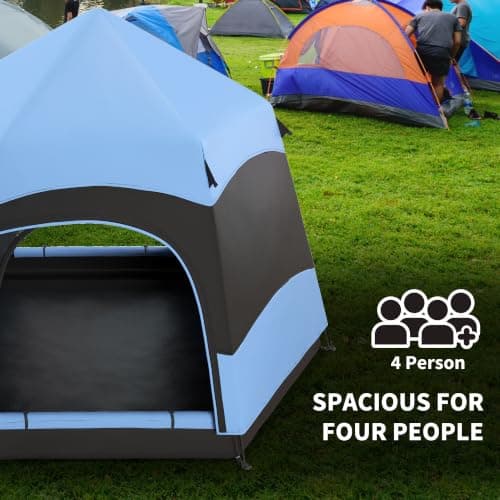 Outsunny Double Layer Instant Pop Up Tent with Rainfly 4 Person Blue — view 4