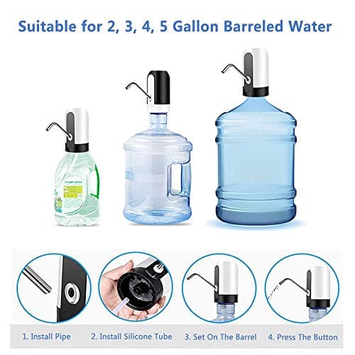 Electric Water Bottle Pump, USB Charging Automatic Drinking Water Dispenser, 30 Days Battery Life, Portable Water Bottle Switch for Universal 2-5 Gallon Bottle, For Home, Office, Travel, Camping,Black — view 6