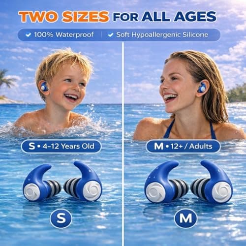 Swimming Ear Plugs for Adults Kids with Lanyard, 3 Pairs Swim Earplugs — view 4
