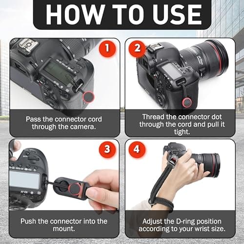 SUNYA Camera Wrist Strap for Photographers with Quick Release Buckle Paracord Rope Camera Hand Strap Compatible for DSLR or Mirrorless Camera, Black — view 5