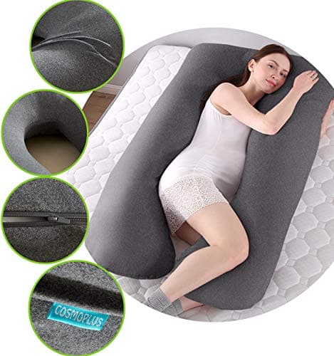 COSMOPLUS 𝐏𝐫𝐞𝐠𝐧𝐚𝐧𝐜𝐲 𝐏𝐢𝐥𝐥𝐨𝐰 𝐂𝐨𝐯𝐞𝐫 U Shaped Full Body Pillow Case 𝐂𝐨𝐯𝐞𝐫 for Maternity,Stretchy Cool Breathable Jersey Fabric, Provides Sleep and Pregnancy Support,Heather Grey — view 5