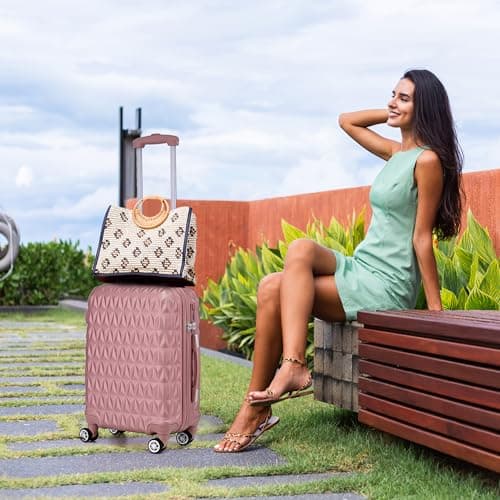 Hard Shell Cabin Carry On Suitcase 55 cm 2.5 kg 35 litres 4 Wheels with Built in 3 Digit Combination Lock, Approved for Ryanair, easyJet, British Airways & More (Rose Gold) — view 5