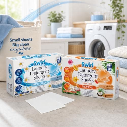 Laundry Detergent Sheets 40 Pack (20 Fresh Clean + 20 Tropical) – Non Bio Washing Sheets for Machine Wash – Eco Friendly Alternative to Washing Powder, Liquid, Pods & Capsules — view 2