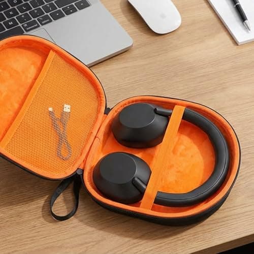 Muorruo Headphone Case Compatible with JBL Tune 510BT/520BT/670NC Live 460NC, with Sony WH-CH520/510, Portable Travel Case for Wireless On-Ear Headphones, Over-Ear Headphone Bag (Orange) — view 5