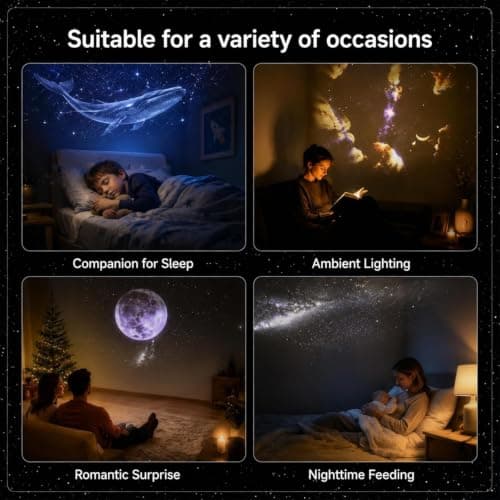 Plug and Play Star Projector Night Light – HD Glass Lens, 360° Flexible Neck, USB Powered, Interchangeable Theme Discs, Portable Galaxy Lamp for Bedroom, Home Theater, Car, or Travel (12 Slides) — view 4