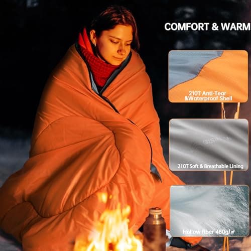 BISINNA 0 Degree Winter Sleeping Bags(480GSM) for Adults-Cold Weather Camping Sleeping Bag-Comfortable Warm Portable Sleeping Bags with Pillow Compression Sack for Backpacking Hiking Outdoor — view 4