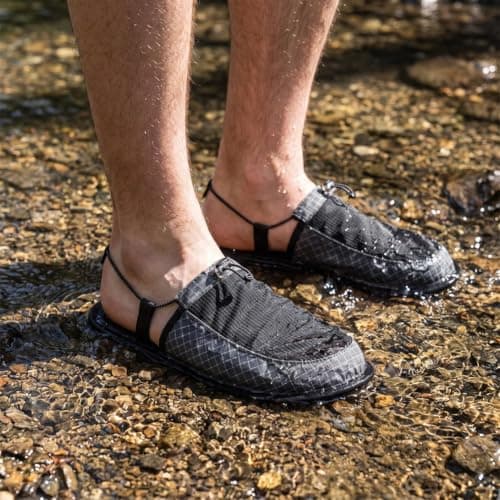 Ultralight Foldable Camp Shoes Portable Travel Slippers for Hiking Black — view 3