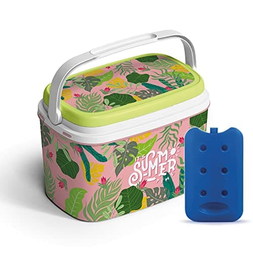 URBNLIVING 6L Cooler Box Insulated (Pink Tropic-With Ice Pack)