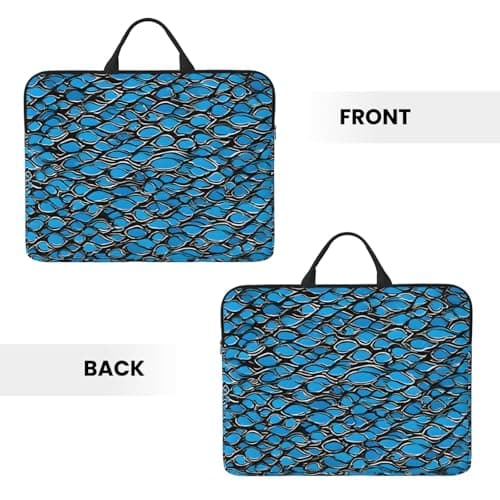Silver Fish Scale Print 14in Laptop Case With Thick Pearl Cotton Padding For Daily Travel, Business Trips, And Commuting, Black, One Size — view 3