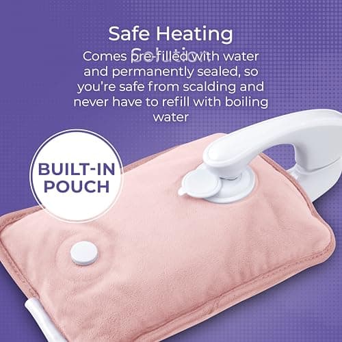 Carmen Rechargeable Hot Water Bottle, Soft Touch Fleece Cover, Hand Warmer, Automatic Temperature Control, Pink,H x 17cm W x 24cm,C85043PNK — view 4