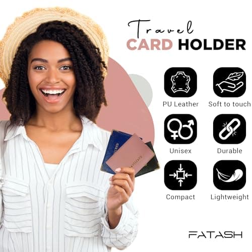 FATASH Travel Card Holder, PU Leather Oyster Card Cover, Bus Pass, Rail Ticket, Photo ID Wallet with 4 Pockets, Compact & Slim Unisex RFID Blocking Credit Card Case for Men, Women & Kids - Baby Pink — view 3