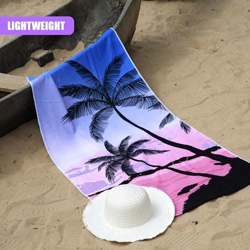 GEEZY Microfibre Beach Towel, Sunset Design - Quick Drying, Lightweight, Sand-Free, Large & Durable, Summer Design - Beach Essentials for Travel, Holiday, Swimming, Sauna, Adults & Kids, 70x140cm — view 3