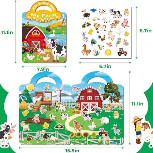 Kalysky 6 Pack Reusable Jelly Sticker Books for Toddlers 2-6 Girls Boys — view 5