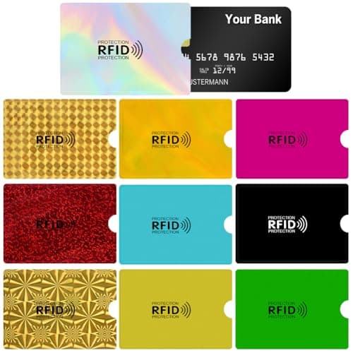 DiULi Colorful RFID Card Holder,10PCS RFID Blocking Card Sleeves for Women Men, Anti-Theft NFC Blocker Sleeves for Debit Cards, Passport & ID Protection, Secure Holder for Wallets & Travel