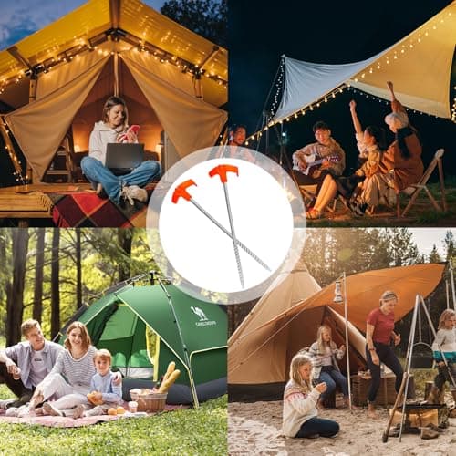 10 Pack Metal Tent Pegs - Heavy Duty Camping Pegs for Hard Ground, Awnings & Rock — view 4