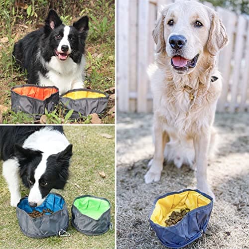 LumoLeaf Collapsible Dog Travel Bowls, 2 Packs Large 68oz/80oz Lightweight Foldable, Water & Food Bowls for Pets Dogs & Cats with Zipper (8+10 Cups) — view 2