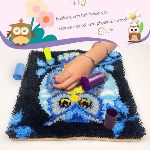 XDEGHUANGSS Latch Hook Kit for Adults Beginners,Lighthouse and Cabin Pre-Printed Canvas Cushion Cover Making Kit,DIY Crochet Wool Yarn Craft Set,Hobbies Home Sofa Decor,Gift for Women — view 6