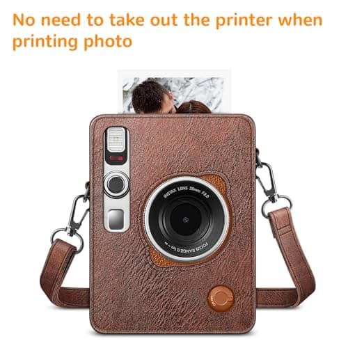 FINTIE Fujifilm Instax Mini Evo Camera Case, Premium Vegan Leather Camera Case with Adjustable Detachable Strap, Vintage Brown, Protective Case — view 4