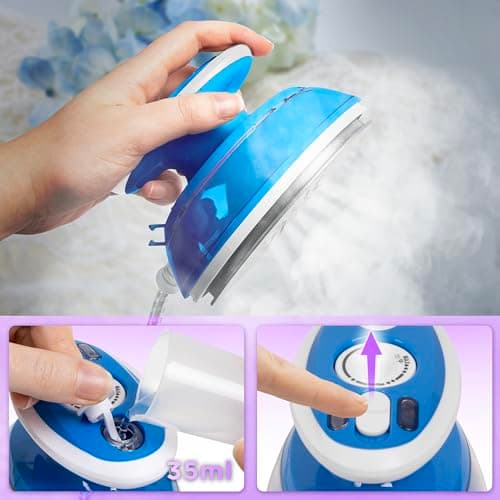 Duronic Travel Iron SI3 BE 400W Mini Irons with Dual Voltage, Variable Temperature Portable 35ml Blue Steam Iron for Holiday Quilting Crafts Compact Design for Travelling — view 4