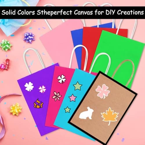 SHUBEIEUMI 10Pcs Kraft Paper Bags with Handles, Paper Party Bags 21x15x8cm Small Gift Party Bags, for Present, Candy, Cookie, Celebrations, Birthday-Brown with Black Border — view 5