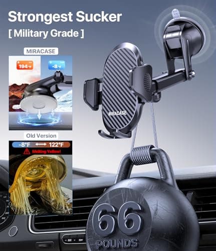 Miracase Car Phone Holder for Cars Air Vent Dashboard Windscreen Desk, 4in 1 Mobile Phone Mount Automobile Cradle 360° Rotatable Stand Vehicle Mount for iPhone 17 16 15 Pro Plus Max 14 13 12 11Samsung — view 2