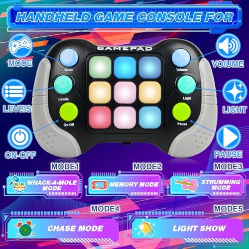Sensory Fidget Toys for Kids Age 5 6 8 9 Year Old Boy Gifts, Handheld Pop Games Birthday Presents for 5-10 Year Old Girls Boys Stocking Fillers Travel Toy Games Consoles for Teenage (Grey) — view 6