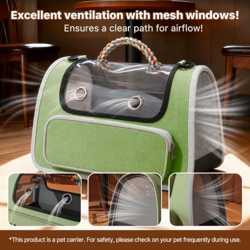 Wolliran Foldable Pet Carrier, Soft-Sided Cat & Dog Travel Bag, Green — view 2