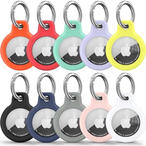 for AirTag Holder Waterproof Silicone Case with Keyring, 10-PACK Protective AirTags TPU Case Tracker Cover for Keys, Bags, Luggage, Pet Collars,Scratch-Resistant for Apple Air Tags 10-PACK 01