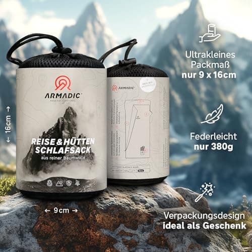 Armadic® Sleeping Bag 100% Organic Cotton with Zip (Only 370 g) — view 3